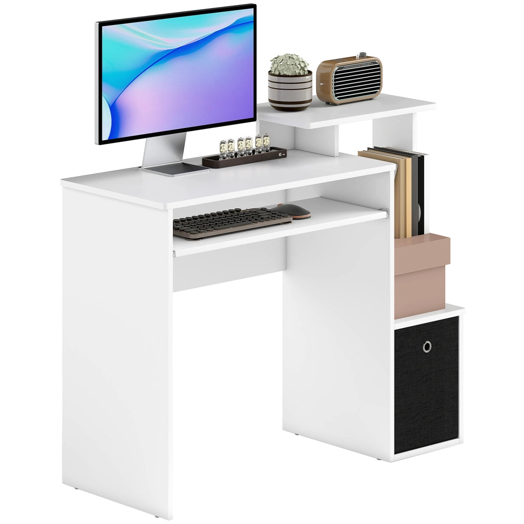 Scrivania per computer con cassetti e scaffale ¨C Minimal ¨C nero bianco 90x50x75