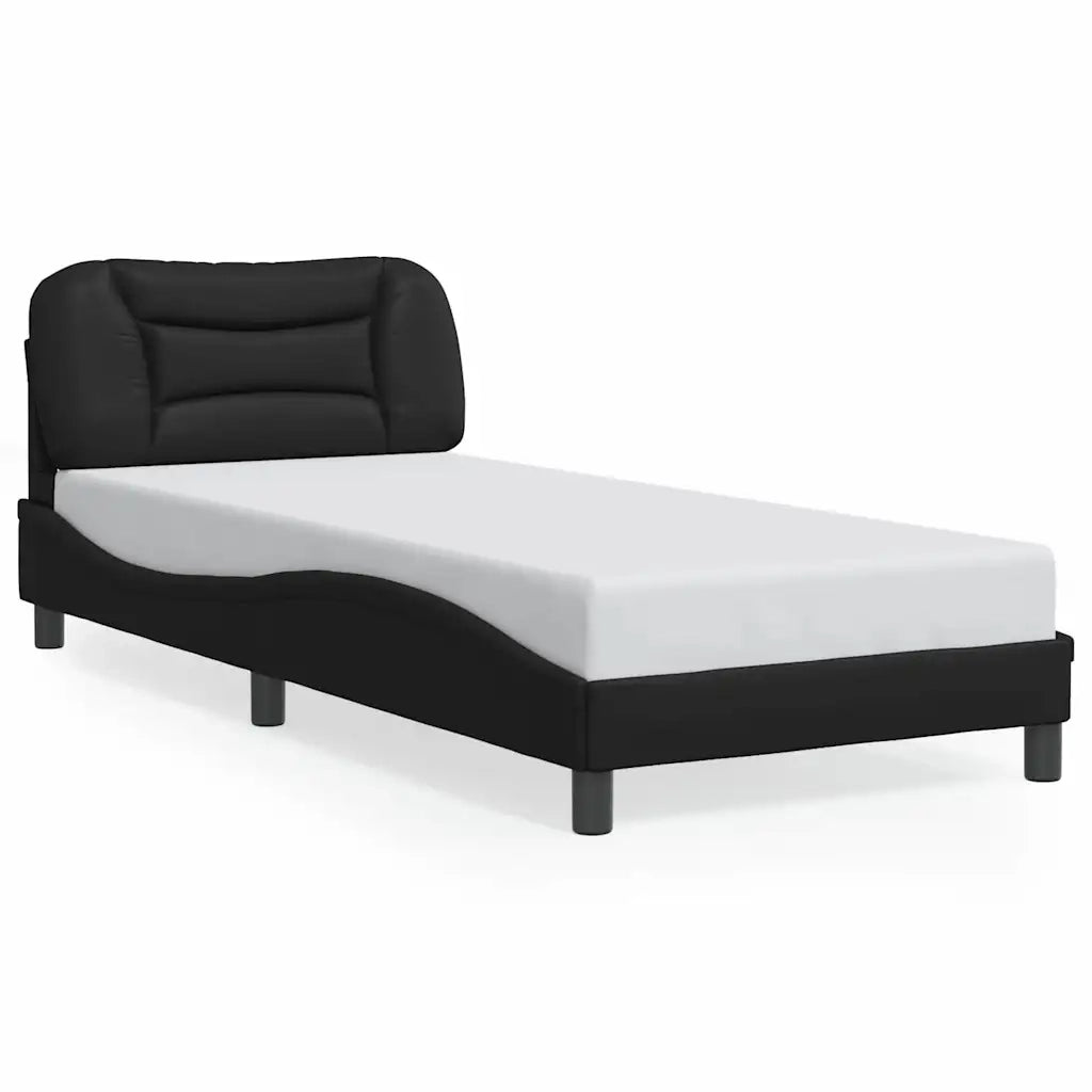 Letto singolo | Letto per adulti | Giroletto senza Materasso Hvar Nero 90x200 cm in Similpelle