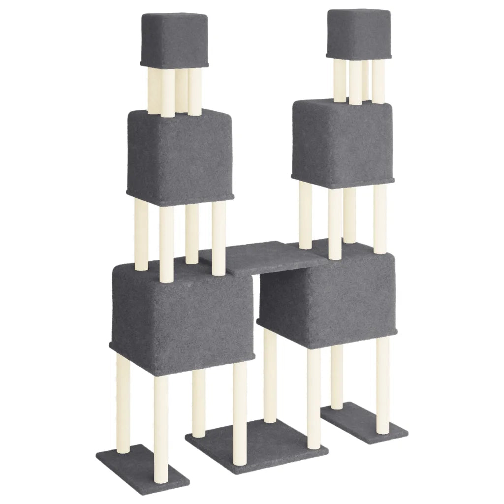 Albero per Gatti con Tiragraffi in Sisal Grigio Scuro 199 cm CFW6320211