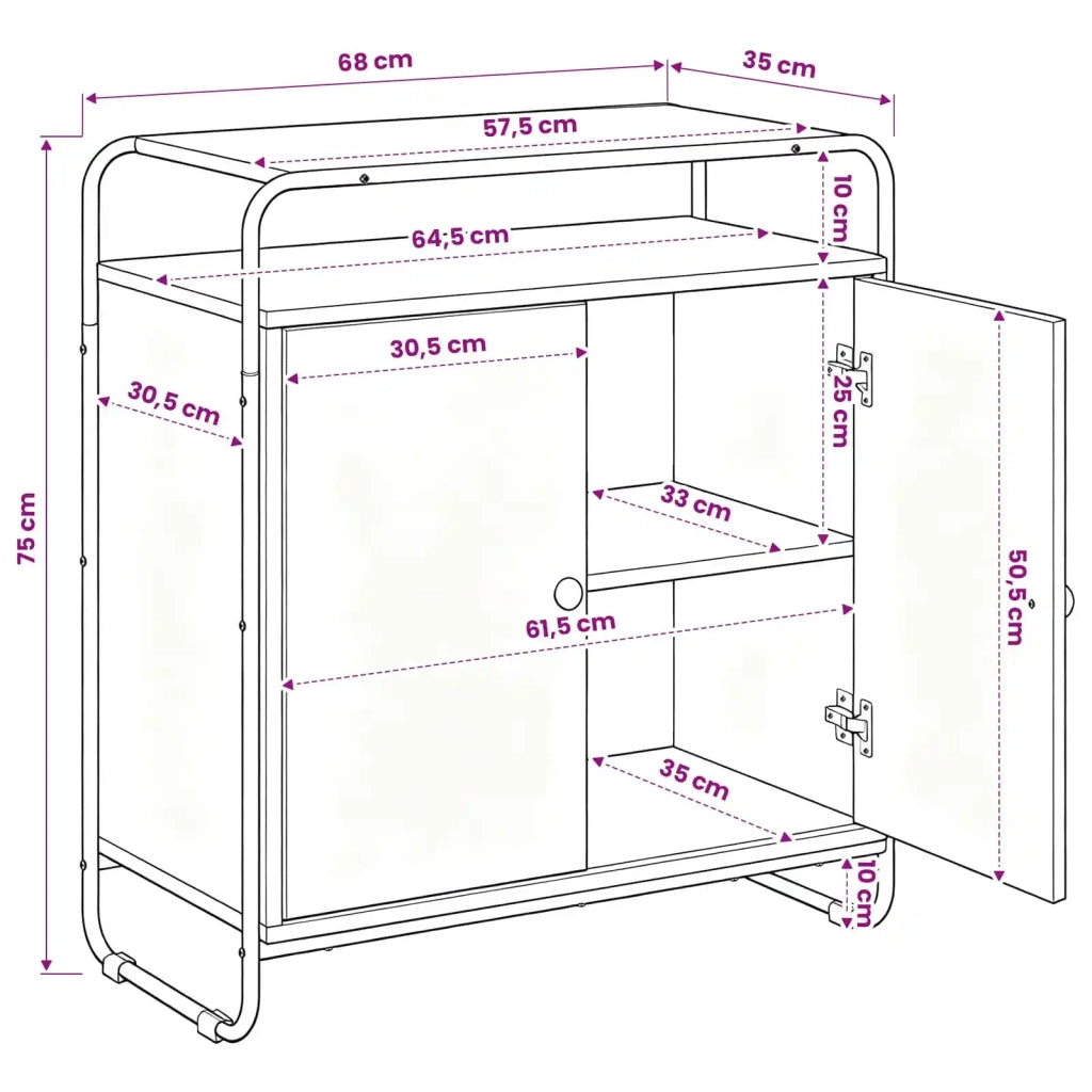 Credenza Sonoma grigio 68 x 35 x 75 cm Legno ingegnerizzato 8007981