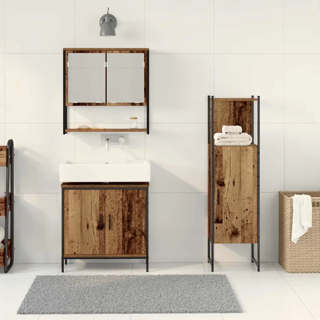 Set di mobili per il bagno 3 pcs Marrone Legno multistrato 3334367