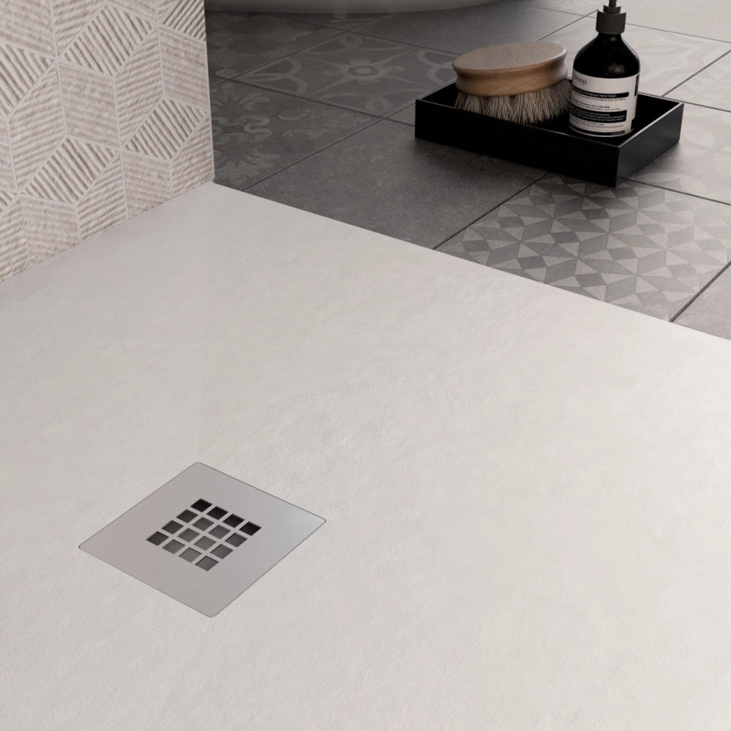 Piatto doccia in marmo resina bianco pietra cemento plus, misura 75x110
