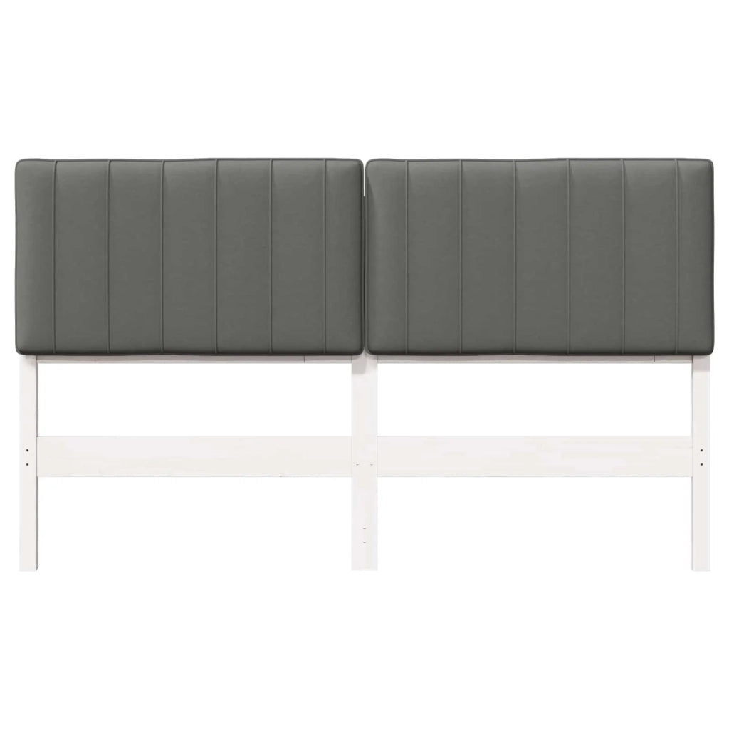 Testiera | Testata imbottita Bianco e grigio chiaro 150 cm Pino massello