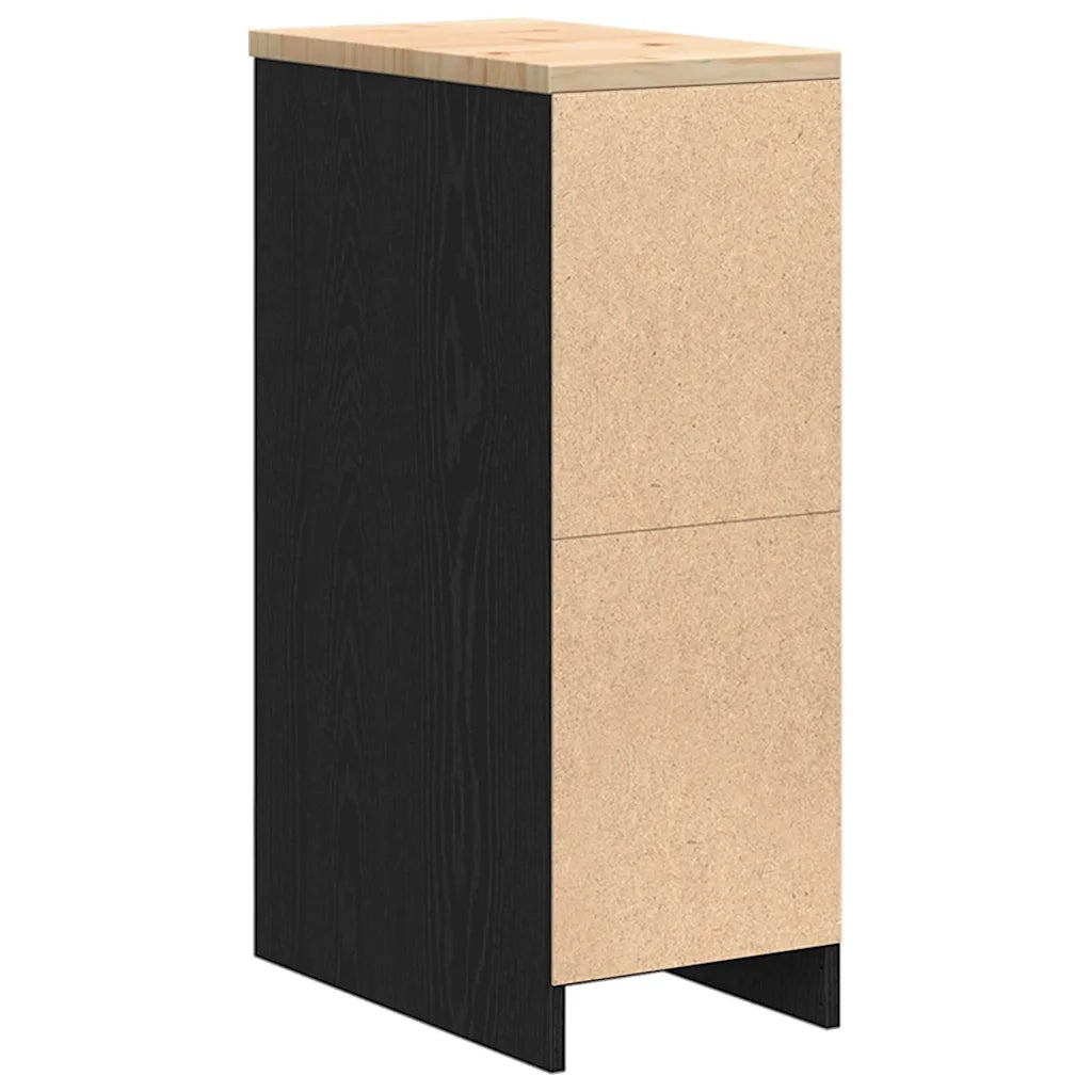 Armadietto da Garage Nero 30x51x85 cm in Legno Massello di Pino 860554