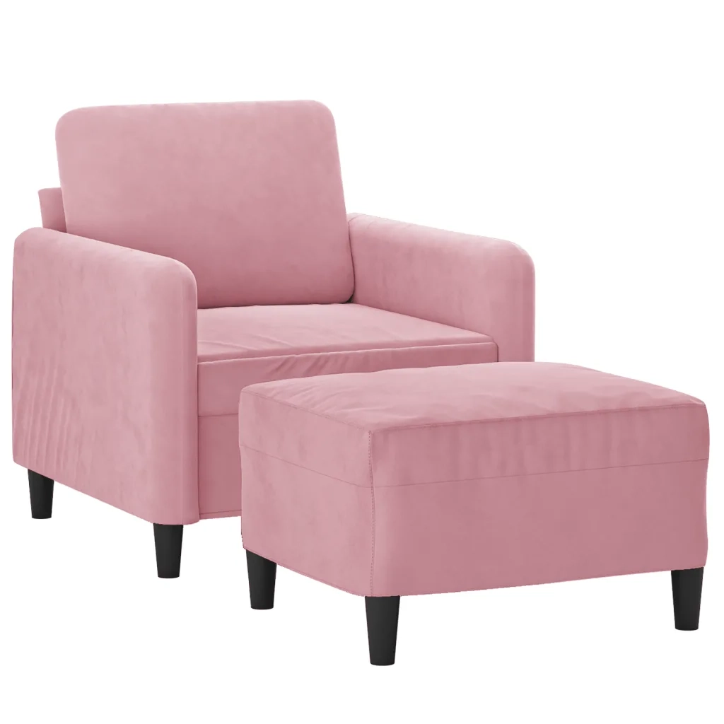 Poltrona con Poggiapiedi Rosa 60 cm Velluto 3201167