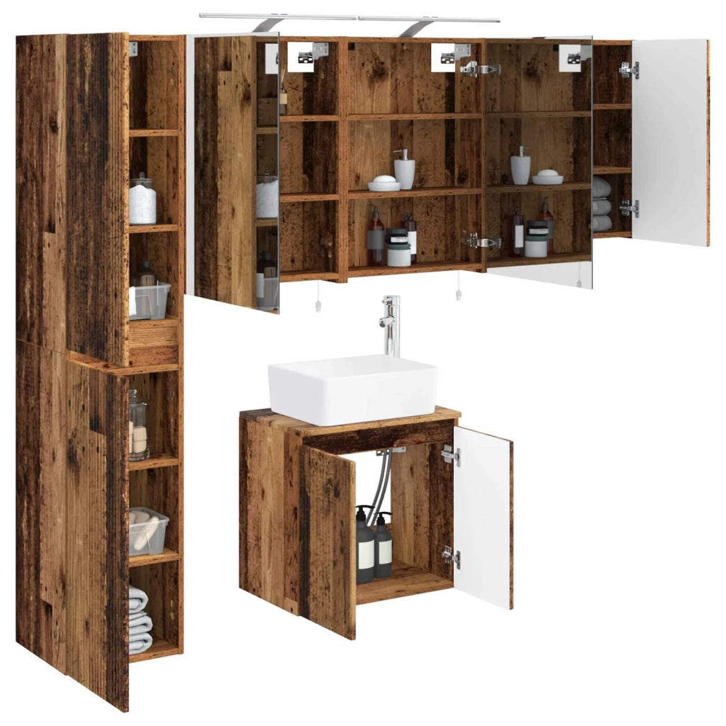Set di Armadi da Bagno 5 pz Legno antico Legno ingegnerizzato 3407317
