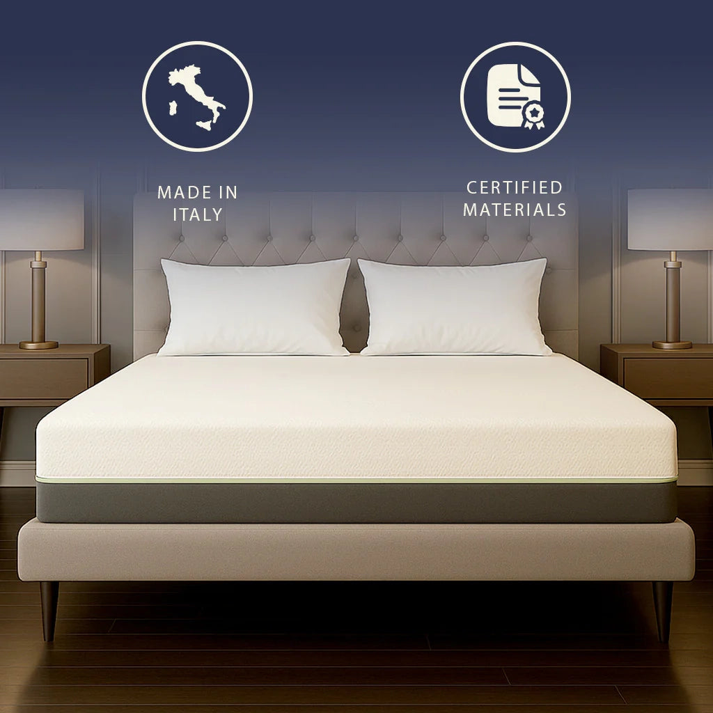 Materasso 120x190 Molle e Memory Foam Alto 25 cm | Anallergico, Traspirante, Sfoderabile | Prodotto in Italia
