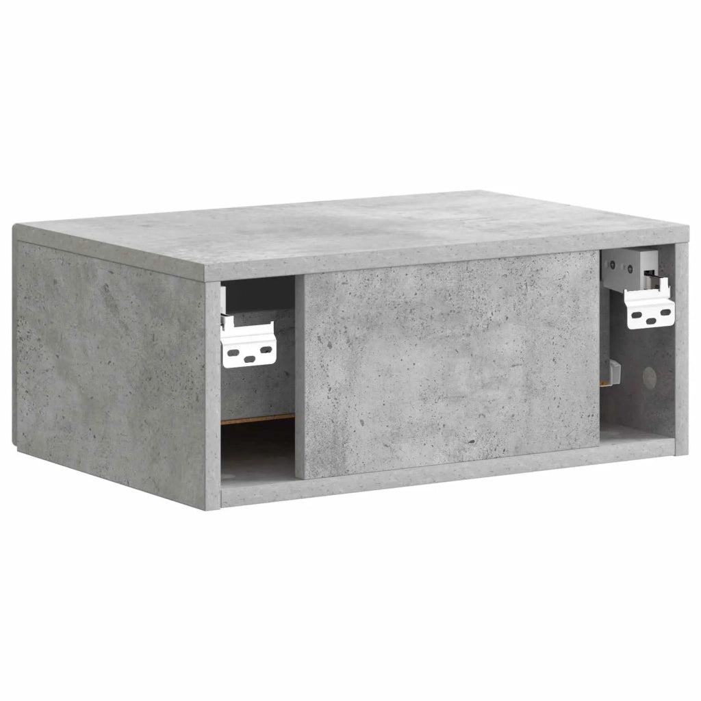 Mobiletto da notte a muro con cassetto 2 pcs Grigio Cemento 899302