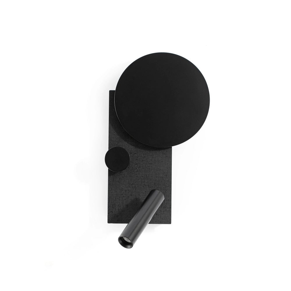 Faro Barcelona - Lampada da parete Klee con braccio lettura a sinistra Led 10W - Led Integrato, Dimmer, Doppia Accensione - Nera