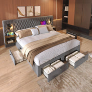 letto imbottito velluto grigio 160 x 200 cm