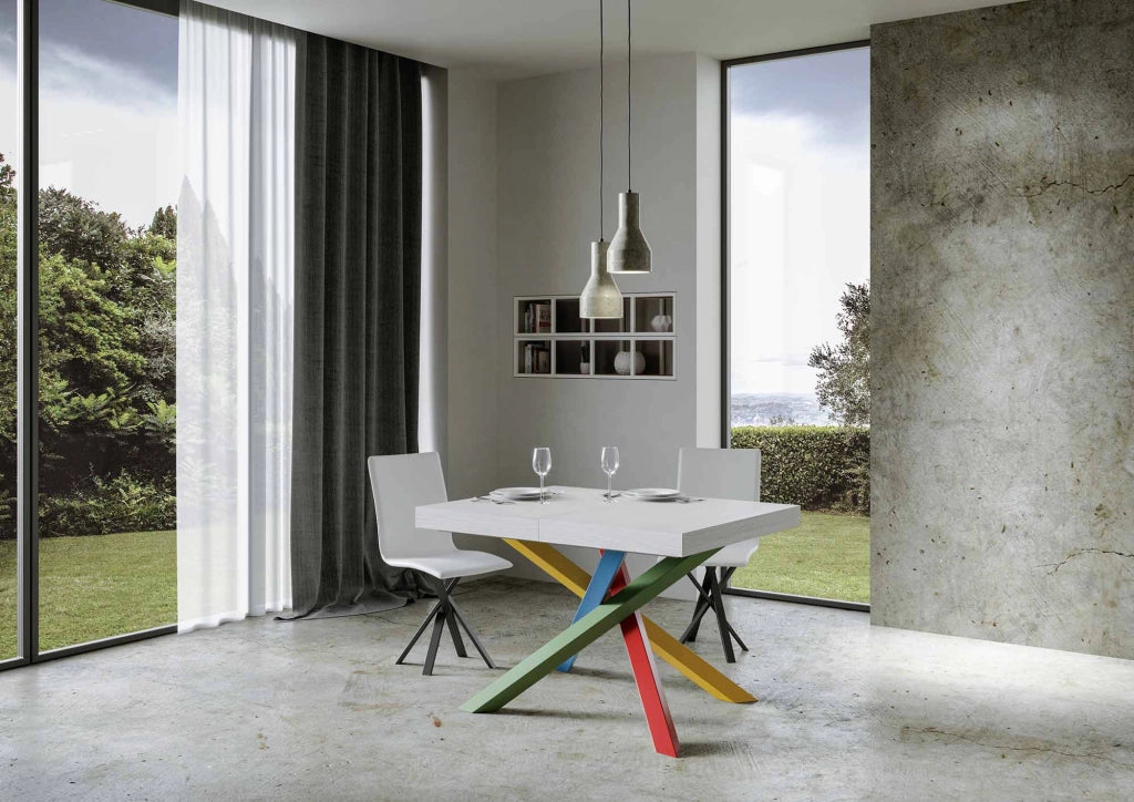 Tavolo Allungabile 140-400x90x77 cm Volantis Bianco Frassino Telaio 4B