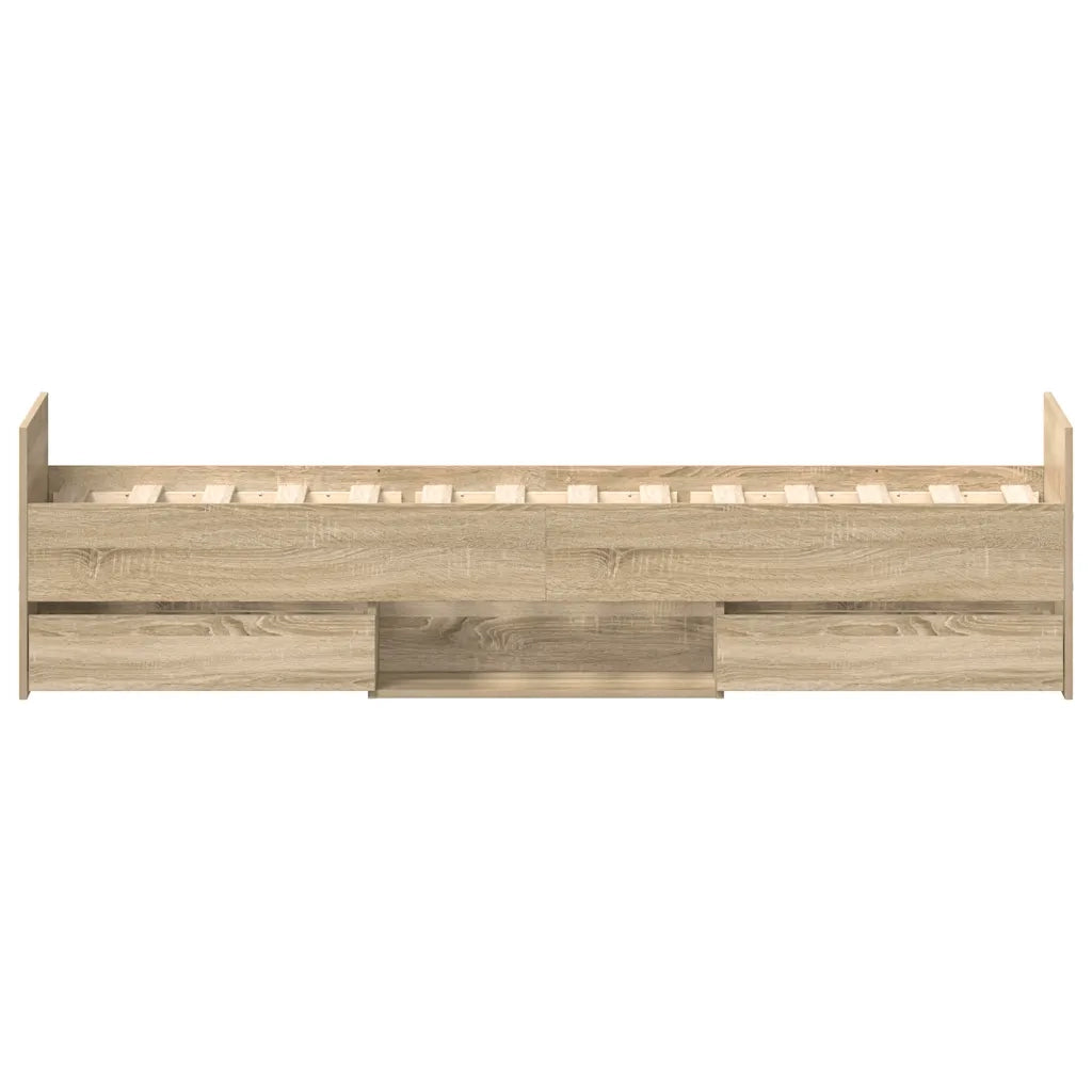 Letto singolo | Letto per adulti | Giroletto con Testiera e Pediera Rovere Sonoma 100x200 cm