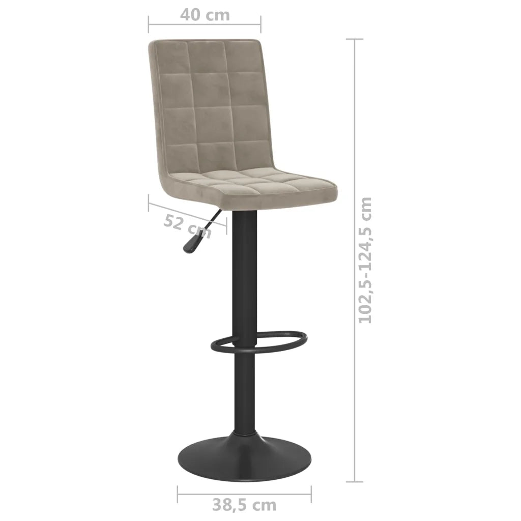 Sgabello da Bar Grigio Chiaro in Velluto 335752