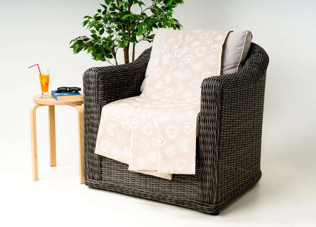 Telo Arredo Granfoulard Copritutto Cotone Made Italy Vari Disegni Arredatutto Copriletto Multiuso - 1 Piazza - Cuore Bianco