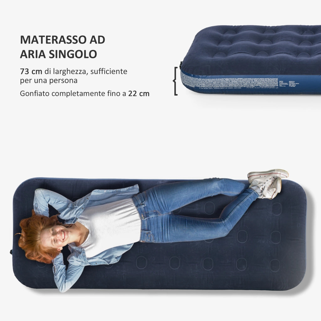 Letto Singolo Gonfiabile ¨C Minimal ¨C Blu 73x191x22 cm