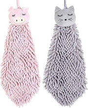 Set di 2 asciugamani animaleschi per cucina e bagno, morbidi e soffici microfibra, adatti per bambini e adulti (gatto e maiale)