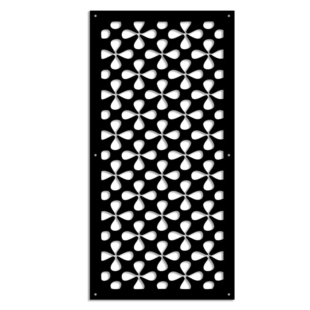 QUADRIFOGLIO - Pannello in PVC traforato - Parasole Colore: nero, Misura: 47x94 cm