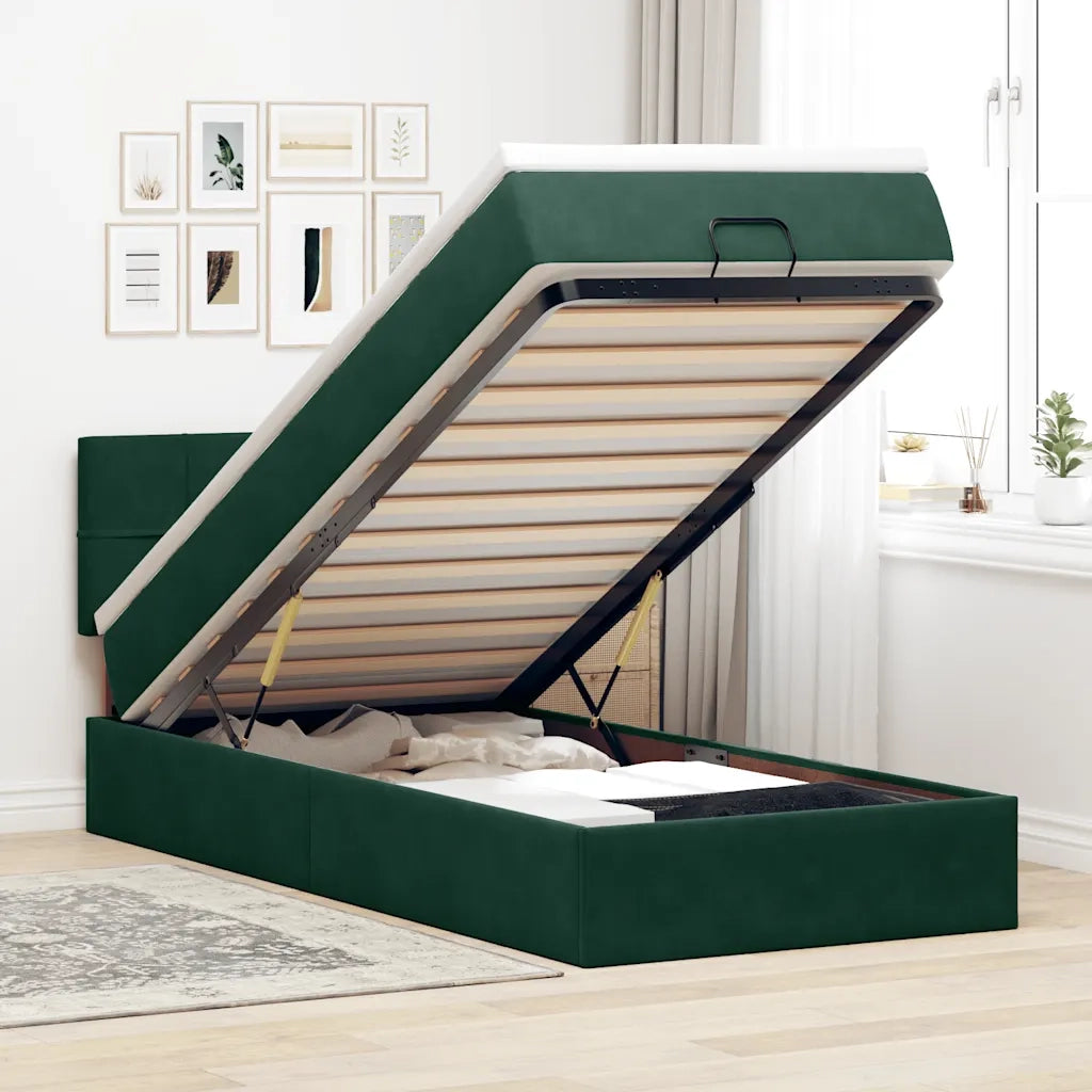 Struttura Letto Pouf con Materasso 100x200 cm Velluto