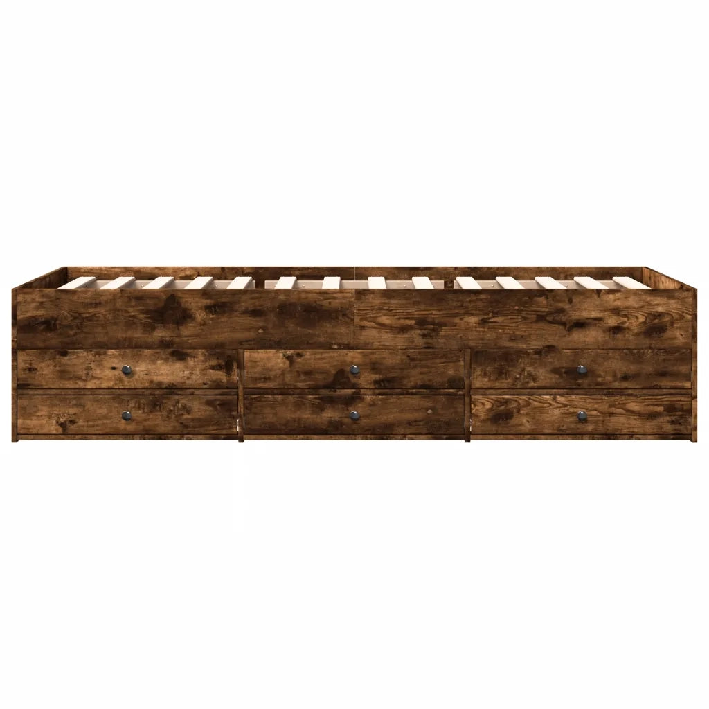 Divano Letto con Cassetti senza Materasso Rovere Fumo 90x200 cm 3280878
