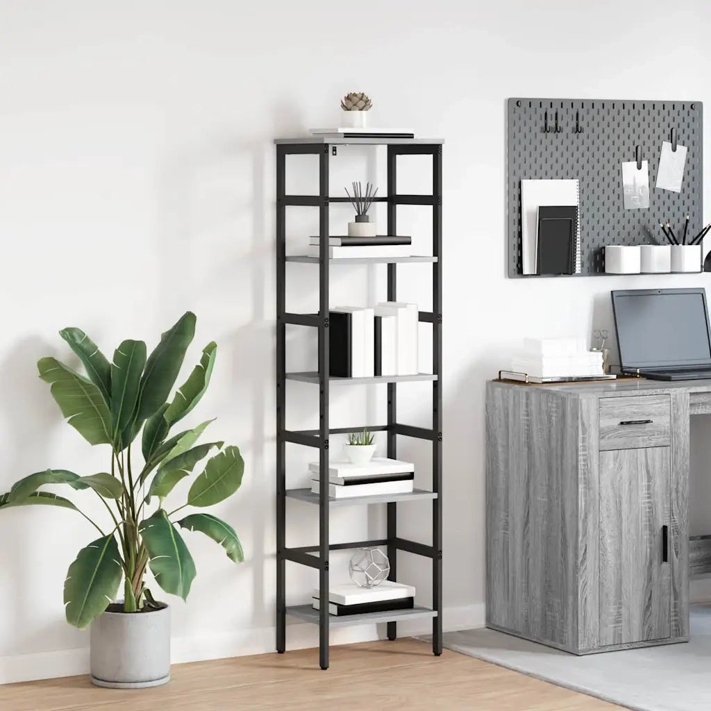 Libreria-Scaffale per Libri-Mobile di Stoccaggio Grigio Sonoma 40 x 29,5 x 149 cm Legno multistrato