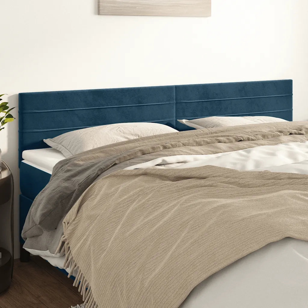 Testiera | Testata Blu Scuro 200x5x78/88 cm in Velluto