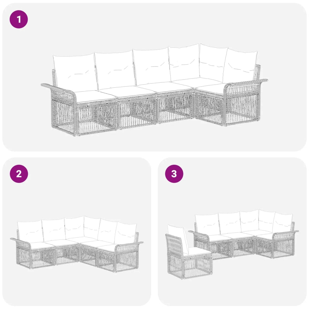 Set Divano da Giardino 5 pz Nero polyrattan 3434827