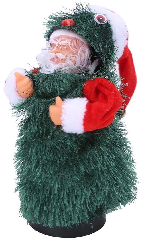 Kerstmanno che balla con musica e luci 30 cm