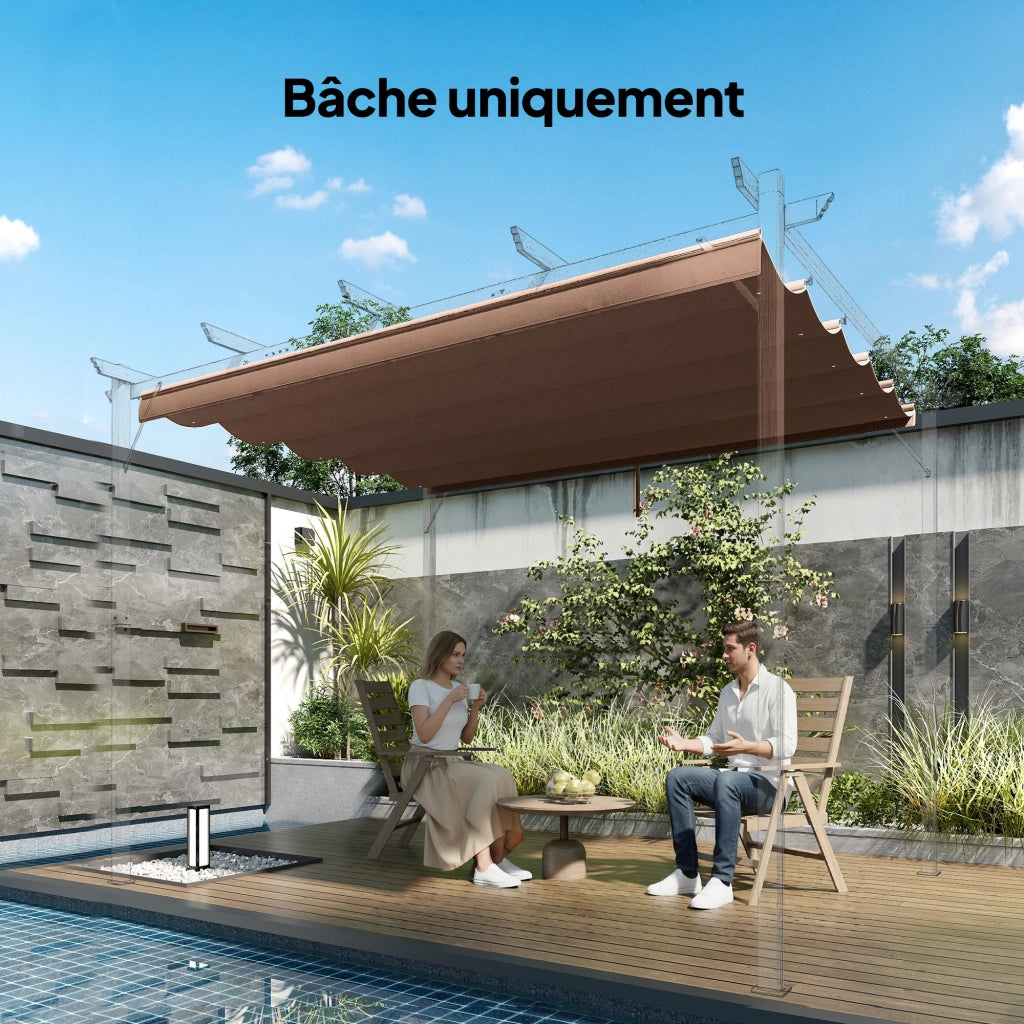 Tenda da sole per pergola retrattile 3x3 m ¨C zephmum ¨C 250x255 cm marrone