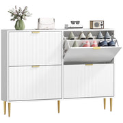 Mobiletto per Scarpe con 4 Ante e Ripiani Regolabili ¨C Minimal ¨C 105x24x91,5 cm Bianco