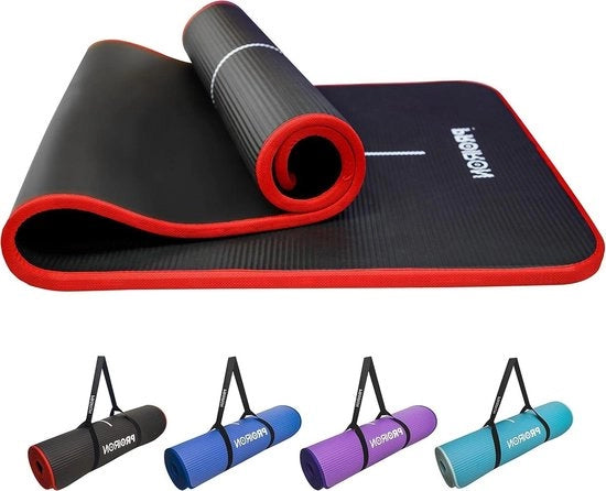 Mat di Pilates per esercizi - Yogamat extra spessa con cinturino per trasportare - 1800 mm x 610 mm x 15 mm