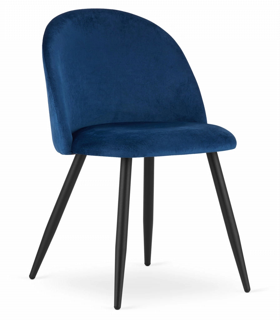 Valora Bello Chair Navy Blue Velvet Black Legs Set di 2