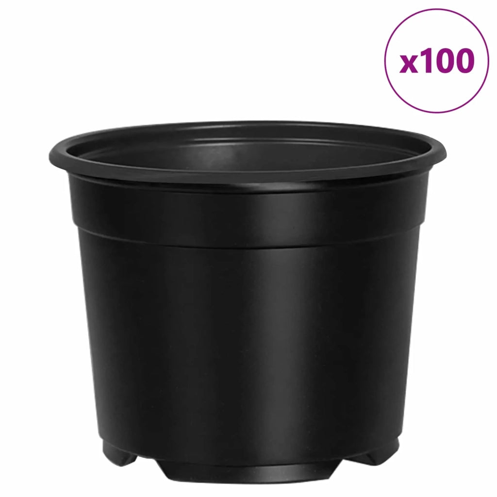 Fioriere | Cassetta per fiori | Vaso Rotondo per Fiori 100 pz Nero ? 10 x 8 cm Plastica