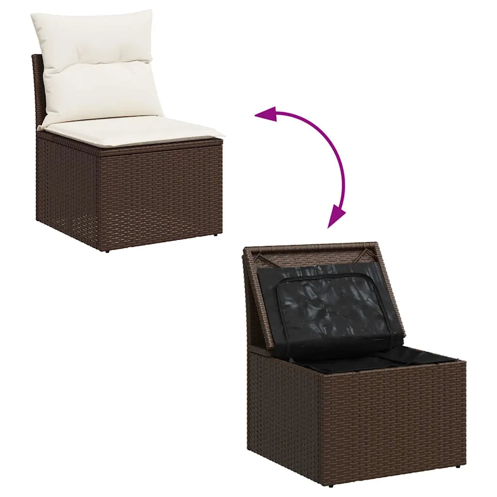 Set Divano da Giardino 5 pz con Cuscini Marrone in Polyrattan 3326564