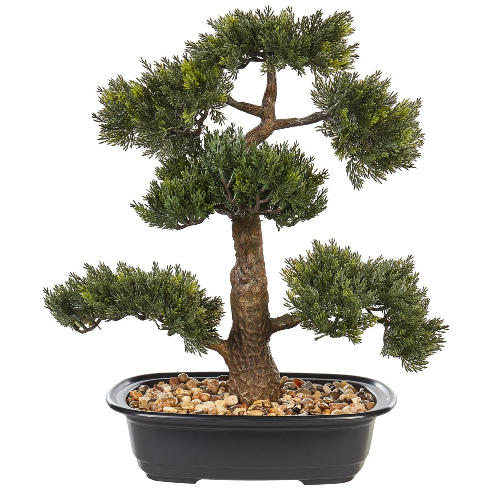 Pianta artificiale in vaso materiale sintetico bonsai albero bonsai accessorio decorativo verde e nero 44 cm