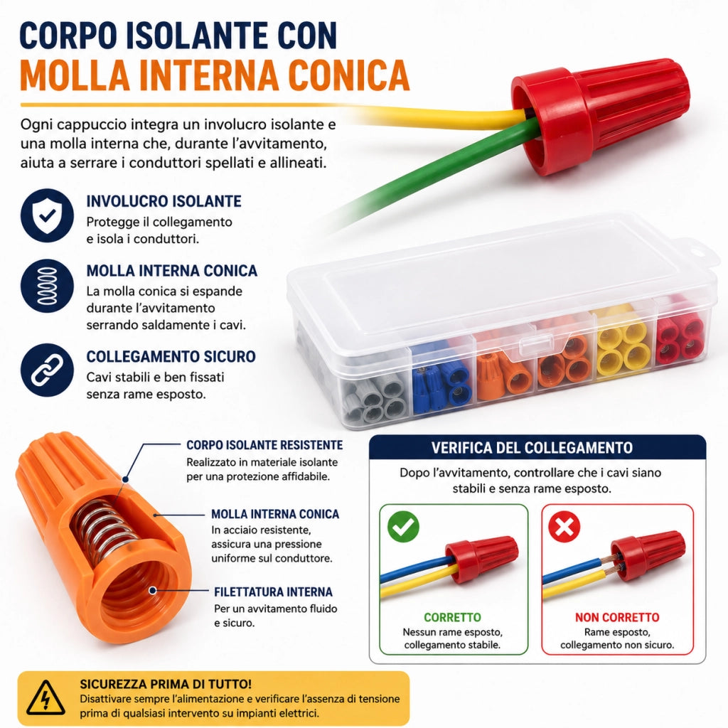 158 Connettori a Vite per Cavi Elettrici Assortiti Multicolore W14610