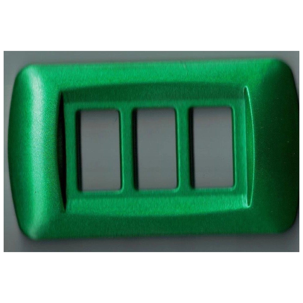 Trade Shop - Placchette Placche In Abs Serie Magic Bticino Compatibili Placca Copriprese Fori - Verde Metallizzato -2 Fori     -