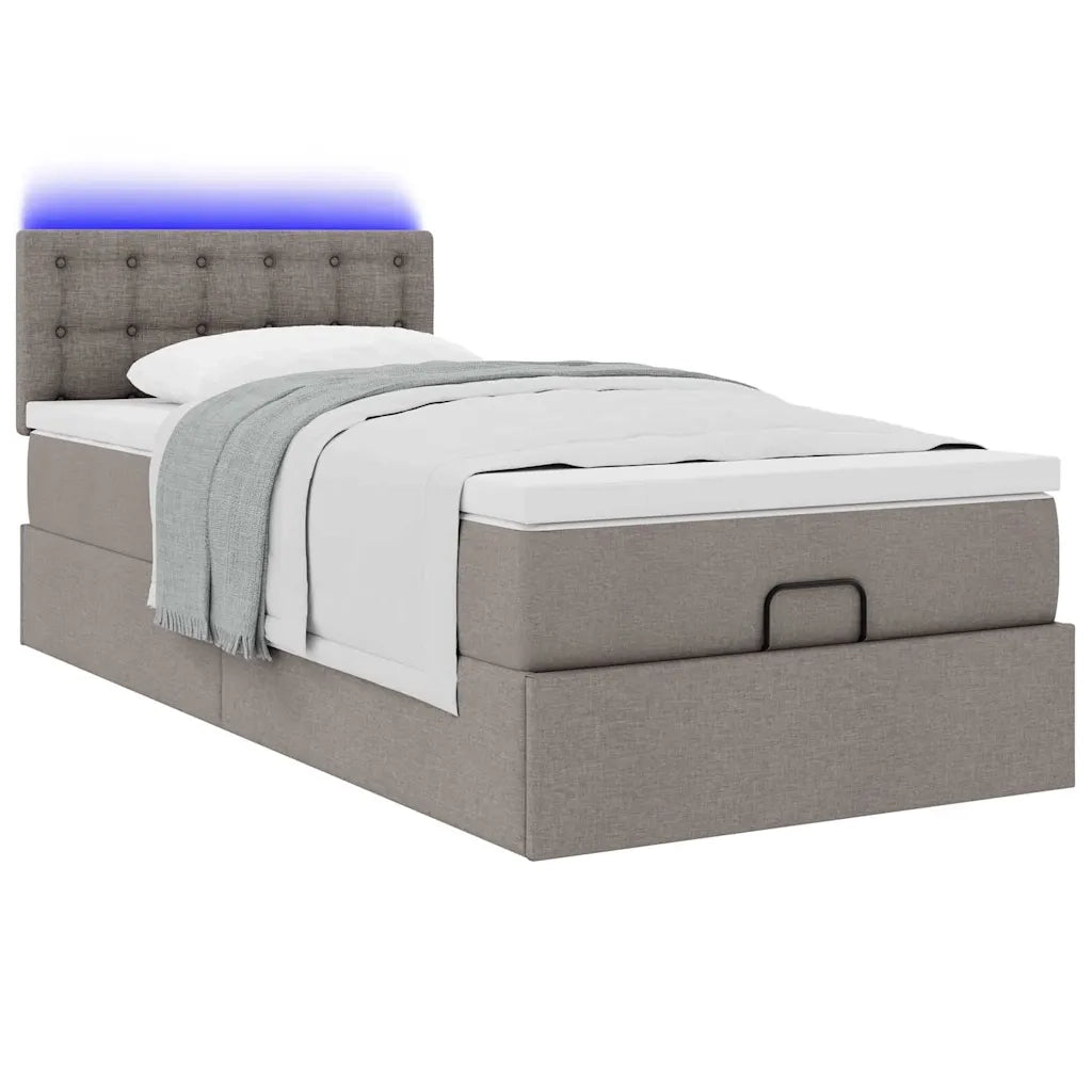 Struttura Letto Pouf con Materasso Tortora 80x200 cm in Tessuto 3312433