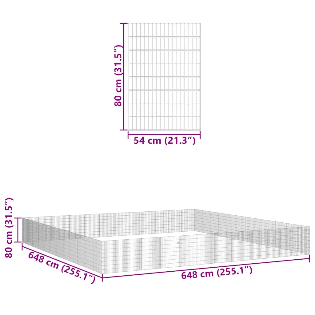 Recinto per Animali Ruspante 48 Pannelli 54x80 cm Ferro Zincato 3321348