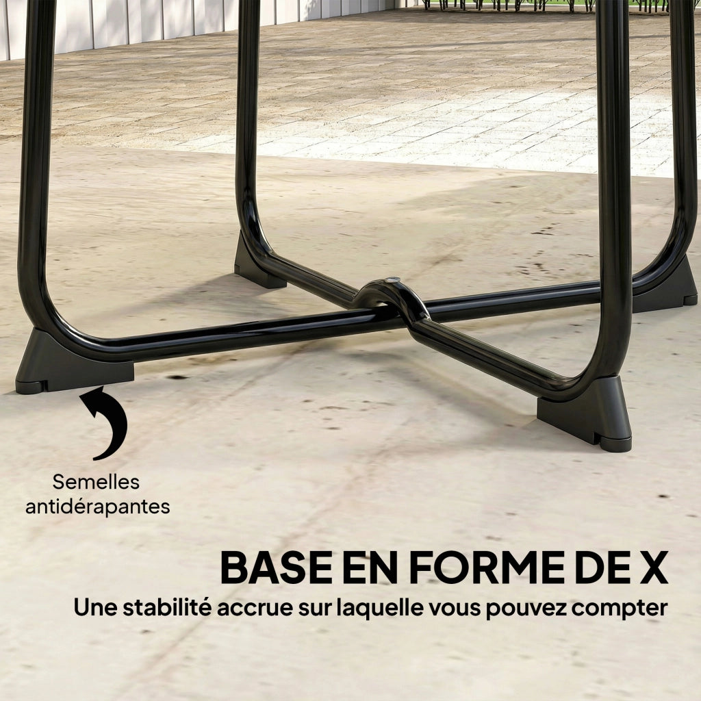 Tavolino da giardino rotondo ¨C Xylo ¨C Base a X in metallo nero ? 50 x 45,5 cm