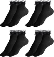 Sokke unisex 4 paia nero - Calze per donna - Calze di cotone - Disegno a rilievo - Calze comode - Materiale respirante