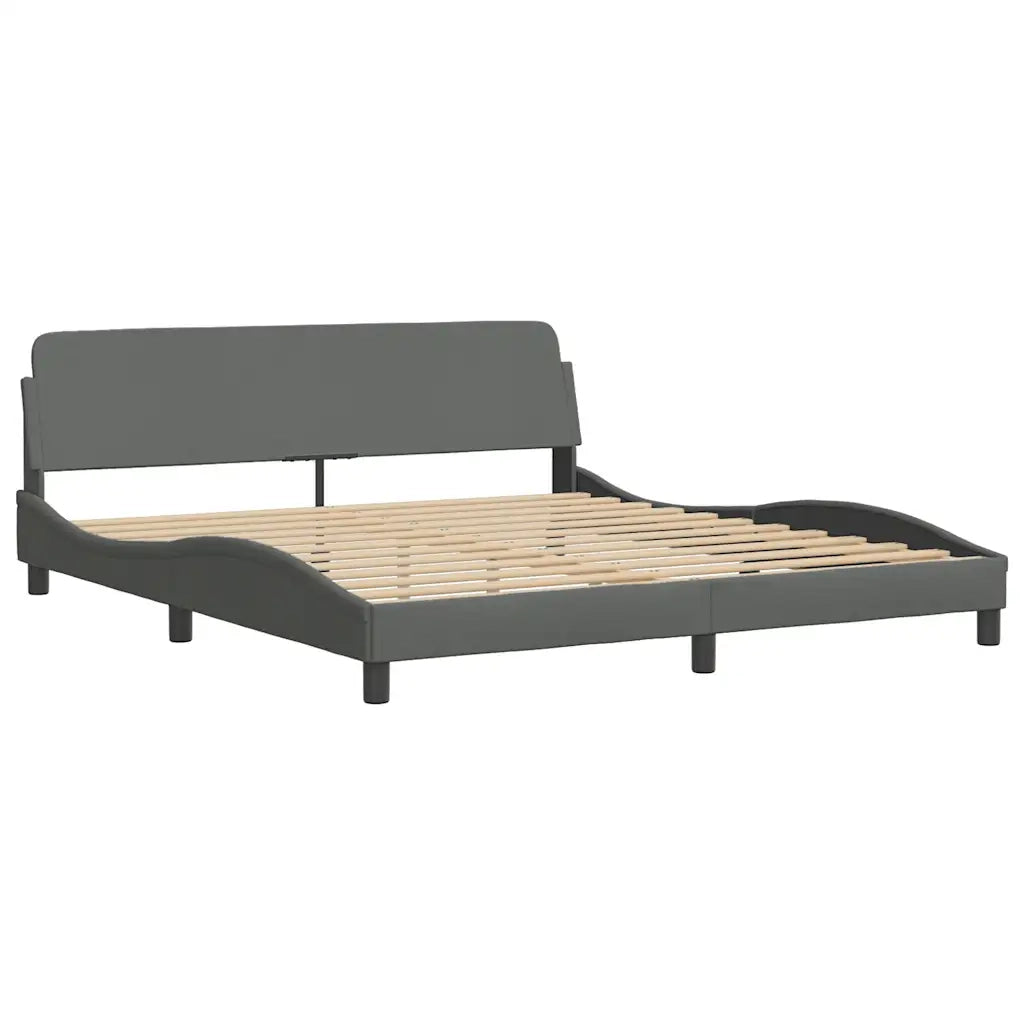 Letto matrimoniale | Letto per adulti | Giroletto Dover Grigio Scuro 180x200 cm Tessuto