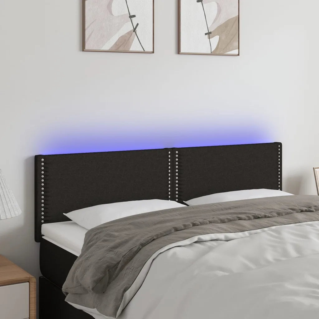 Testiera | Testata a LED Nera 144x5x78/88 cm in Tessuto
