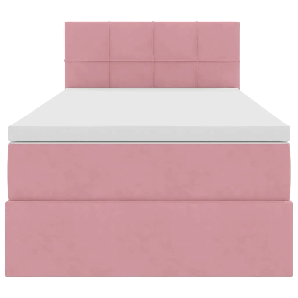 Letto con Contenitore con materasso Rosa 90 x 190 cm Velluto