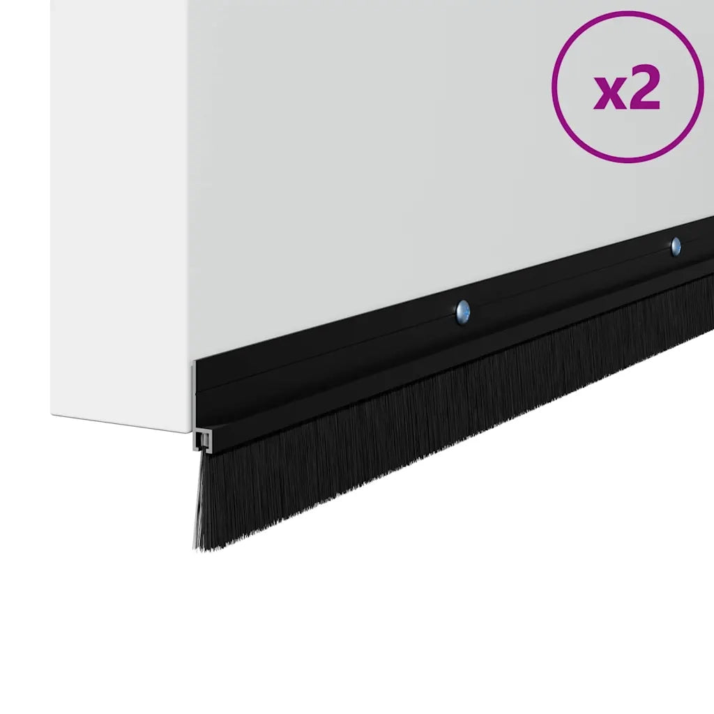 Spazzole per porte a vite 2 pz Nero 100 cm Lega di alluminio CFW6545490