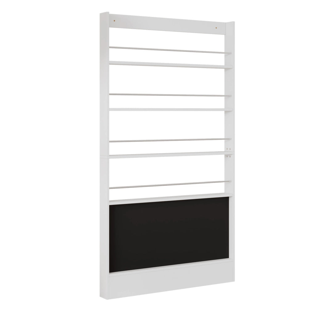 Libreria da parete salvaspazio con 4 ripiani e lavagna; 100x10x180 cm bianco