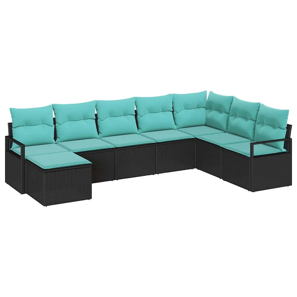 Set di divani con cuscino 8 pcs Nero polyrattan 3346506