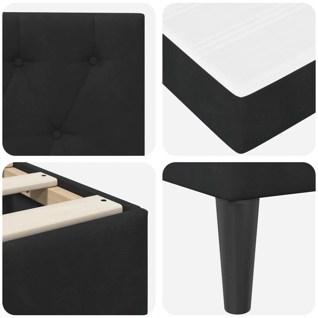 Letto singolo | Letto per adulti | Struttura letto con materasso Nero 80 x 200 cm Velluto