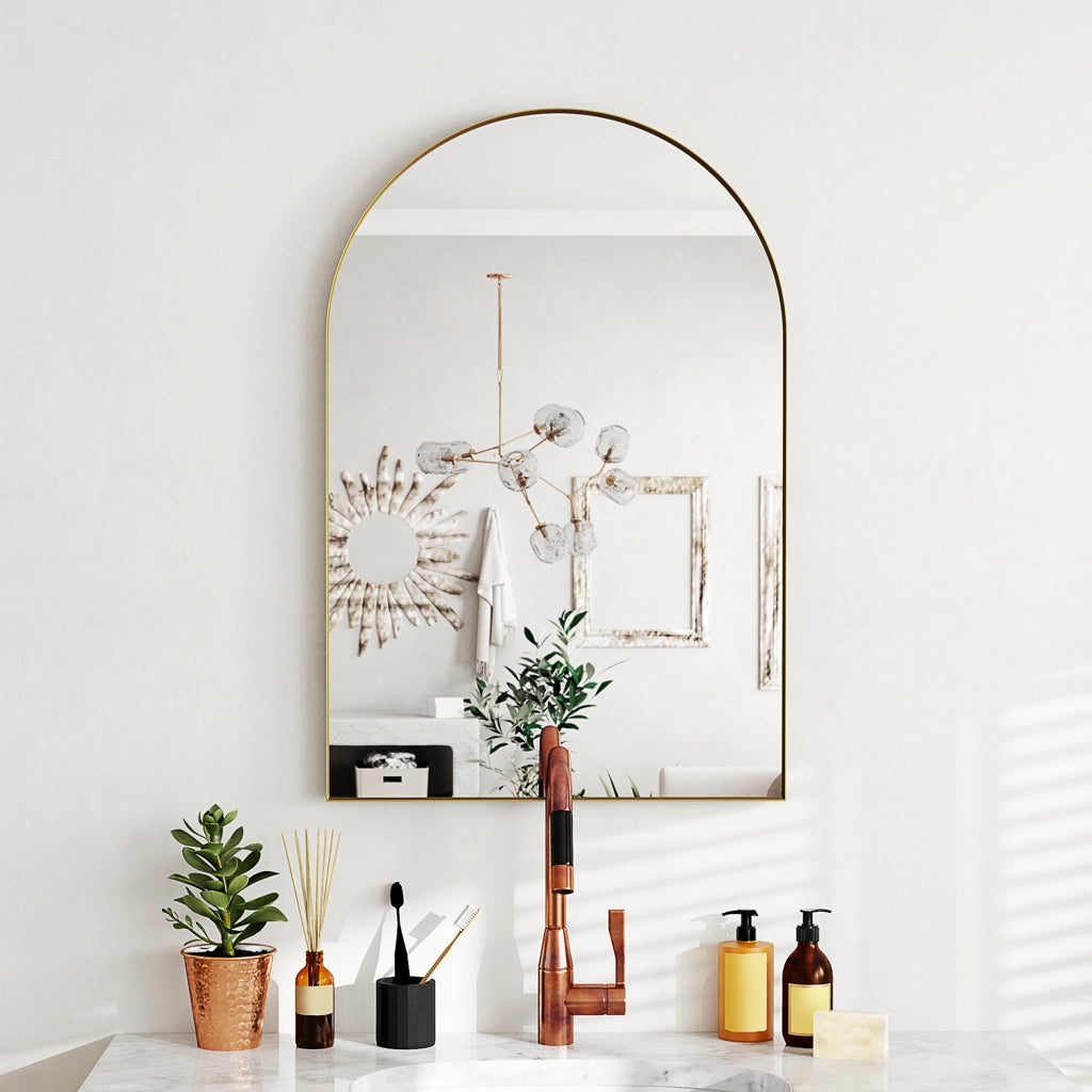 Specchio da parete ad arco ¨C Xylo ¨C Cornice in lega alluminio oro 60x90cm