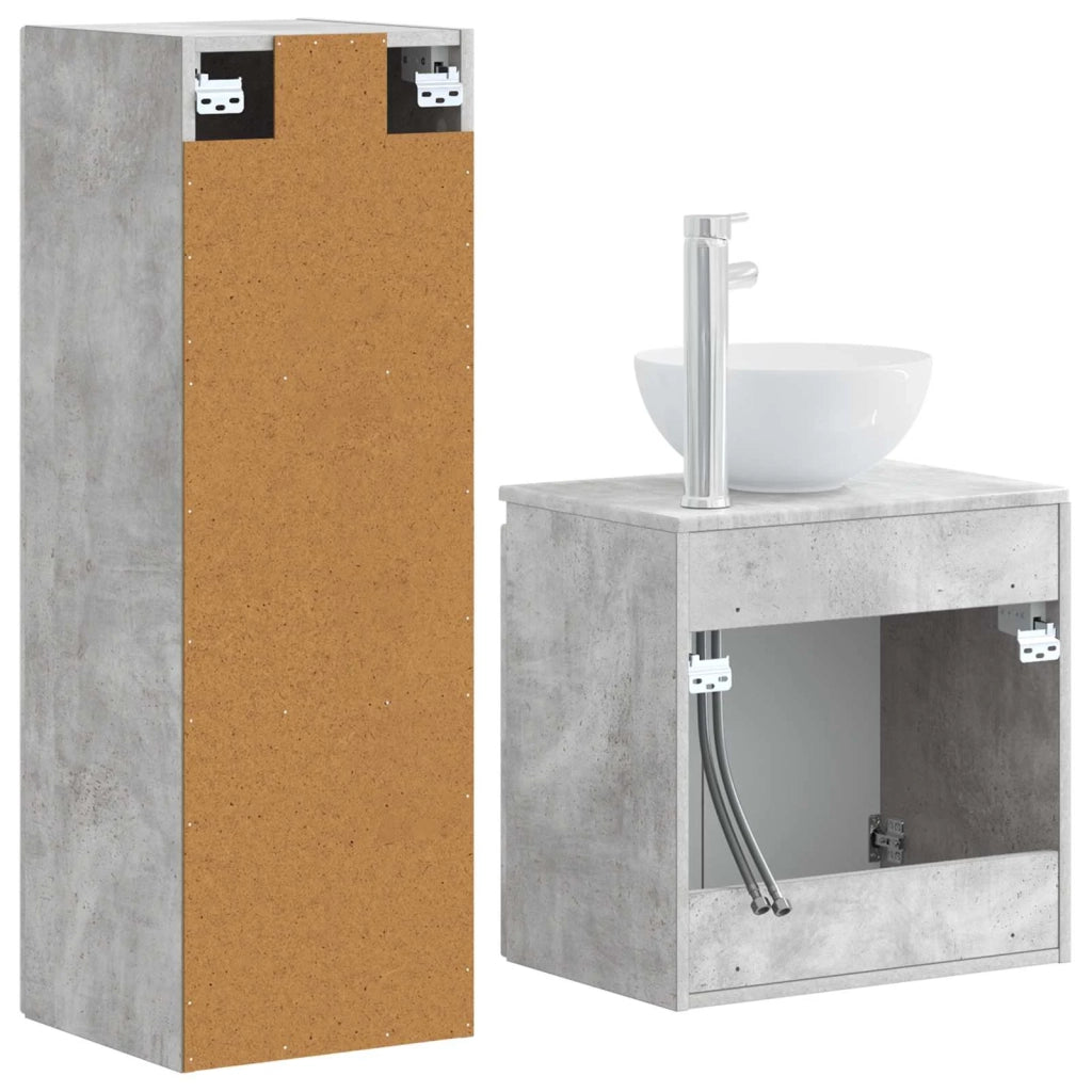 Set di mobili per il bagno 2 pz Grigio Cemento 3406116