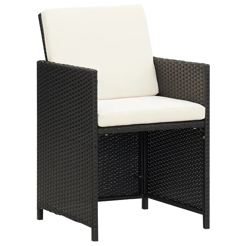 Sedie da Pranzo da Giardino con Cuscini 4 pz Nere in Polyrattan 316802
